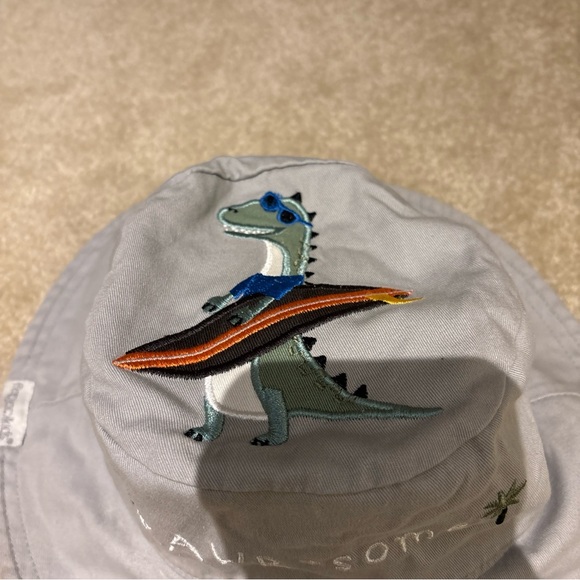 Flapjack Kids Green Gray Reversible Kids Bucket Sun Hat Cap Dinosaur Theme Beach - Picture 12 of 16